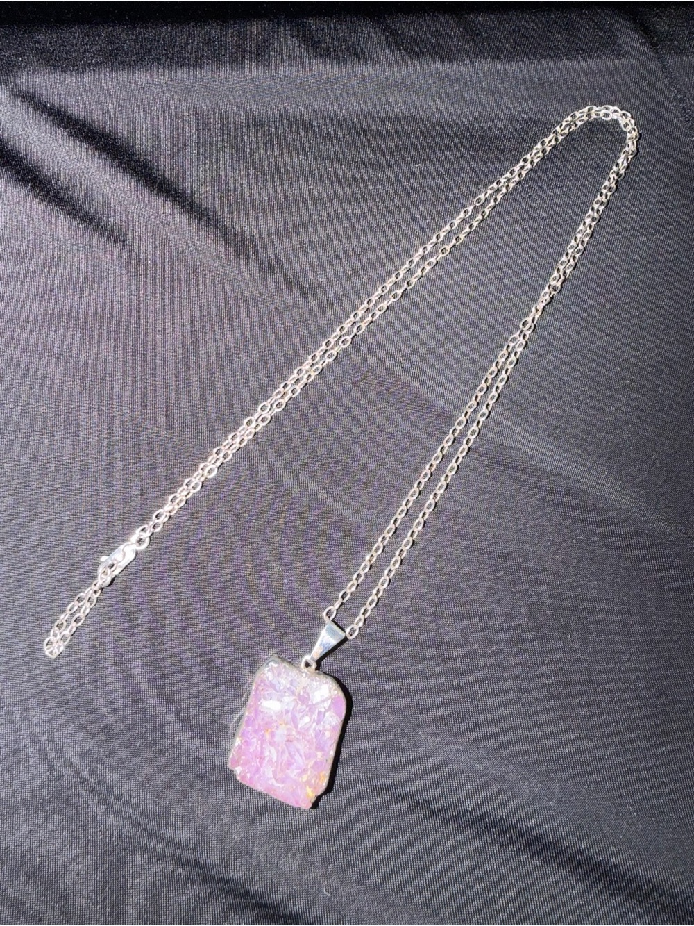 Amethyst druzy  Natural Crystal on Sterling silver chain